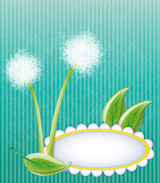 Green layout with dandelions - Vector, Image