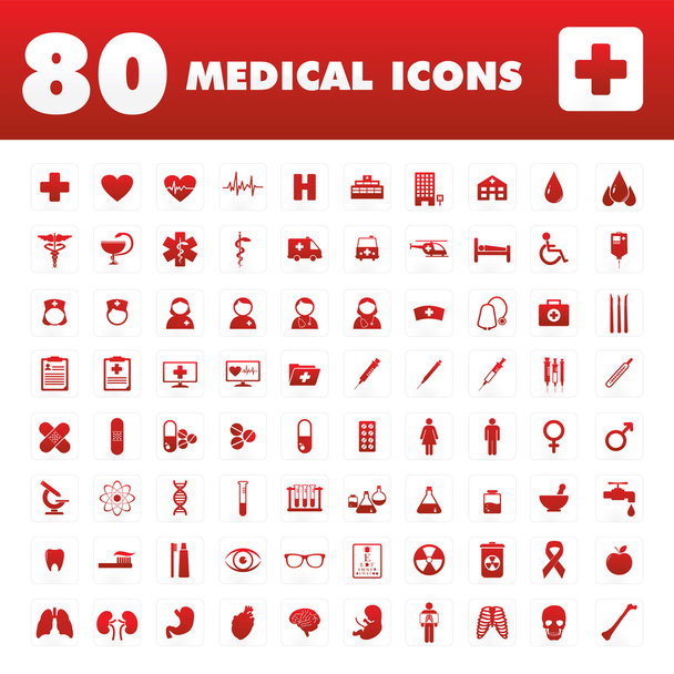 80 medical ikony - Wektor, obraz