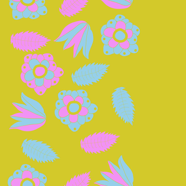 Seamless ethnic pattern with line art plants - Vektor, kép