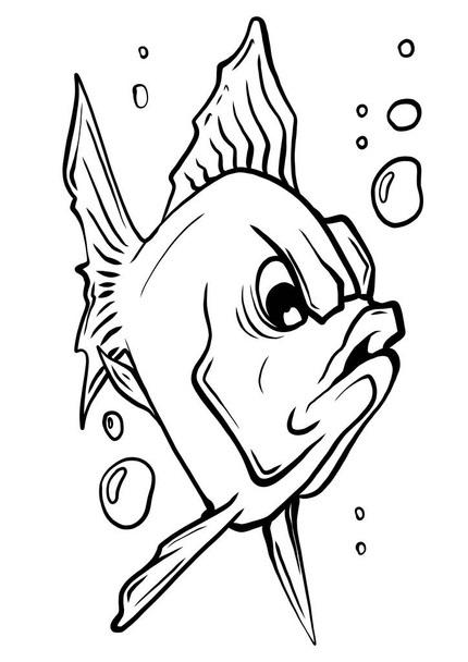 Vektör akvaryum balık siluet illüstrasyon. Renkli karikatür düz akvaryum balık simgesi - Vektör, Görsel