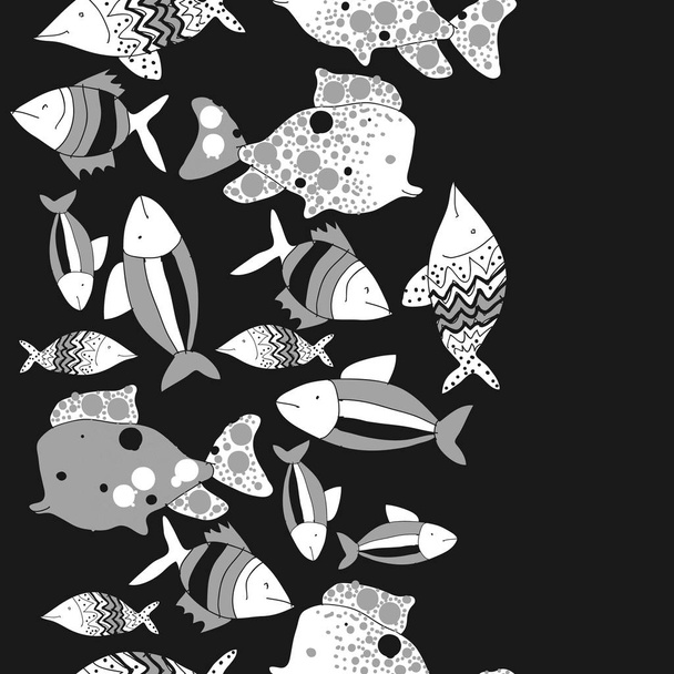 Seamless pattern with colorful fishes, vector - Vetor, Imagem