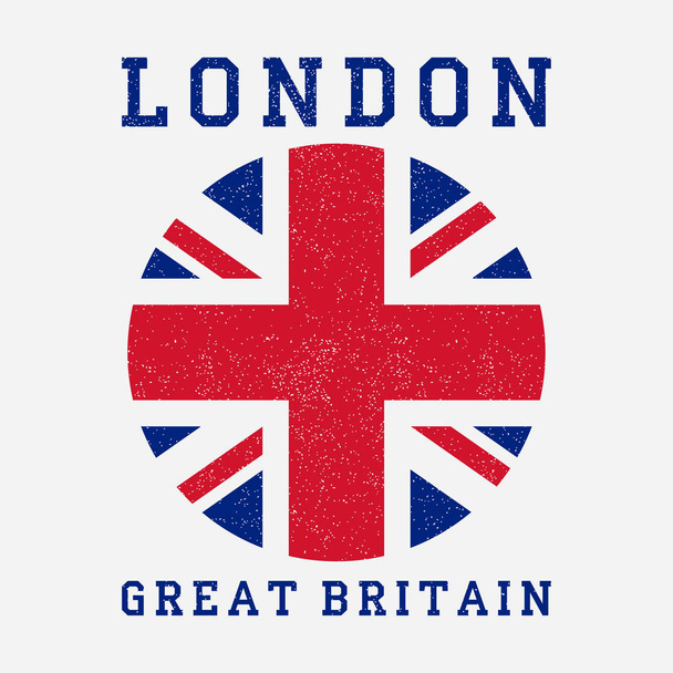 Londyńska Typografia z flagą Wielkiej Brytanii. - Wektor, obraz