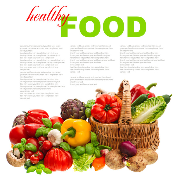 fresh vegetables. shopping basket. healthy nutrition - Foto, imagen