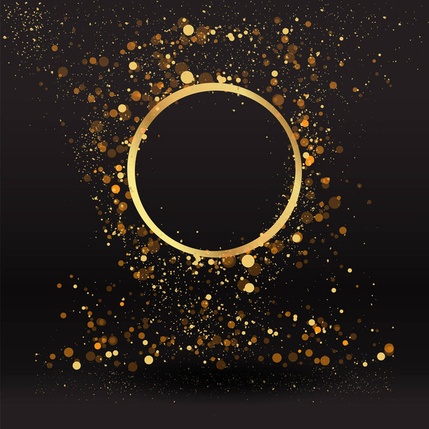 Luxusní zlaté pozadí, třpytový okraj, rám kruhu B - Vektor, obrázek