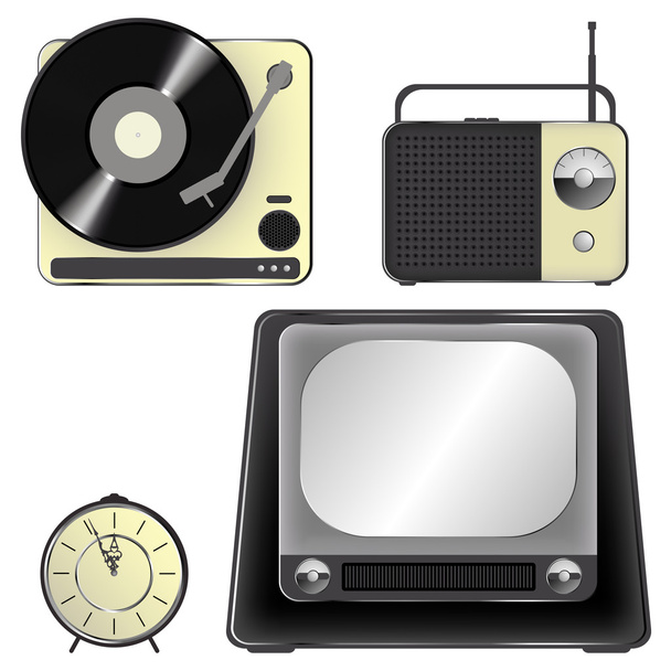 Retro object icons - vector icon set - Vector, Image