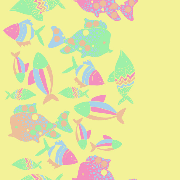 Seamless pattern with colorful fishes, vector - Vector, Imagen
