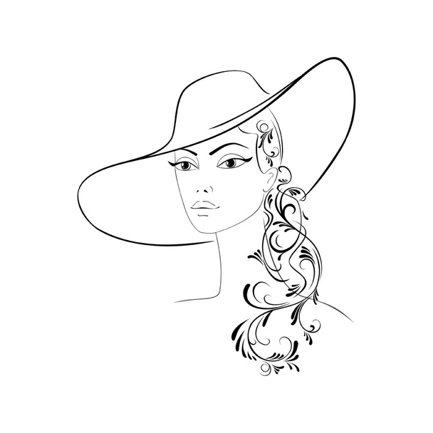 帽子の女性 - ベクター画像