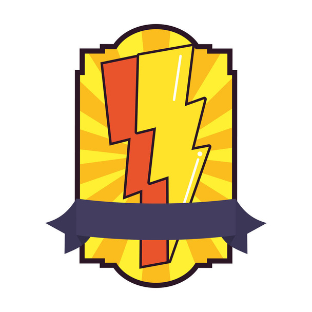 Thunderbolt Comic pop art badge embleem - Vector, afbeelding