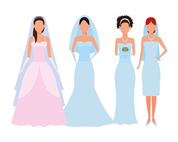 kobiety noszące suknię ślubną - Wektor, obraz
