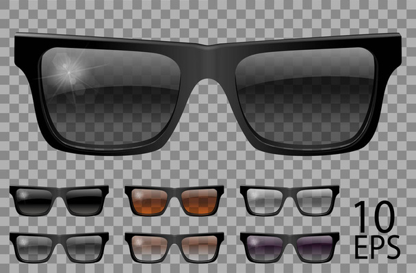 Set szemüveg. trapéz alakú. átlátszó különböző színű fekete b - Vektor, kép