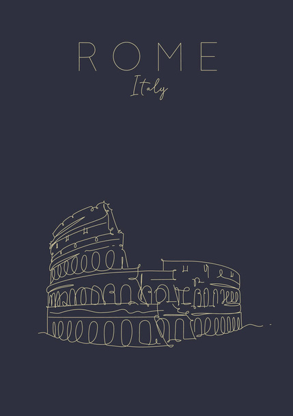 Αφίσα Ρώμη Κολοσσαίο σκούρο - Διάνυσμα, εικόνα