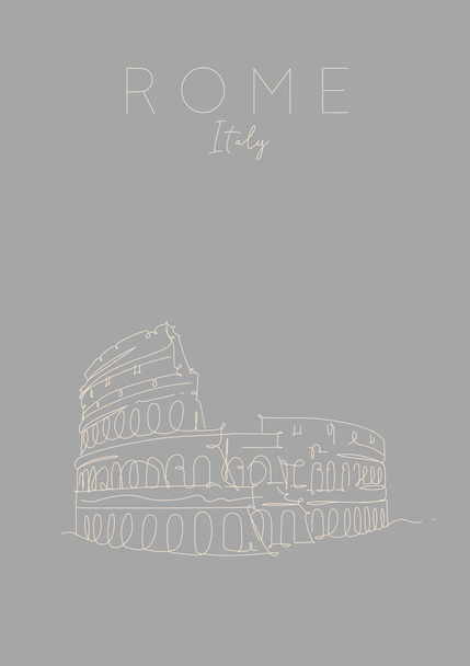 Cartel Roma Coliseo gris
 - Vector, imagen