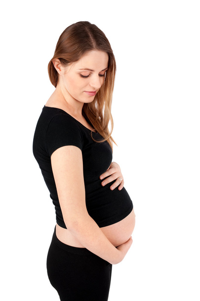 Pregnant Woman Holding Belly - Fotoğraf, Görsel