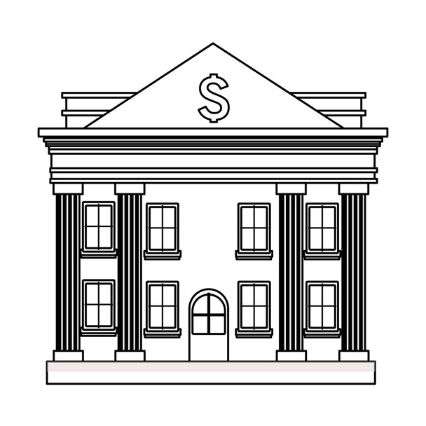 銀行の建物のアイコン黒と白 - ベクター画像