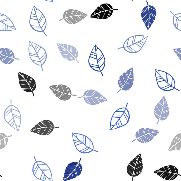 Donker blauwe vector naadloze elegante achtergrond met bladeren. - Vector, afbeelding