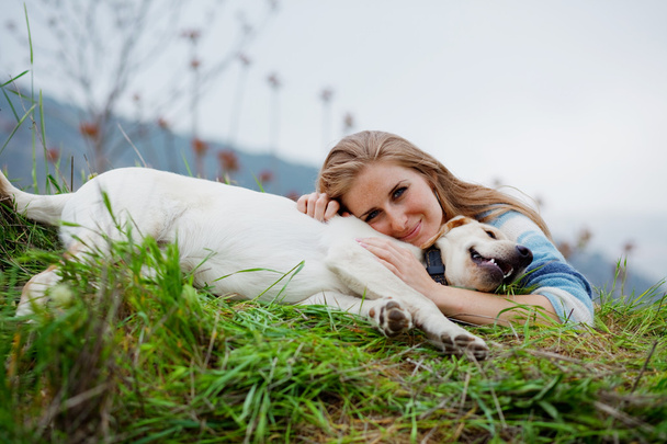 Girl with her dog - Photo, image