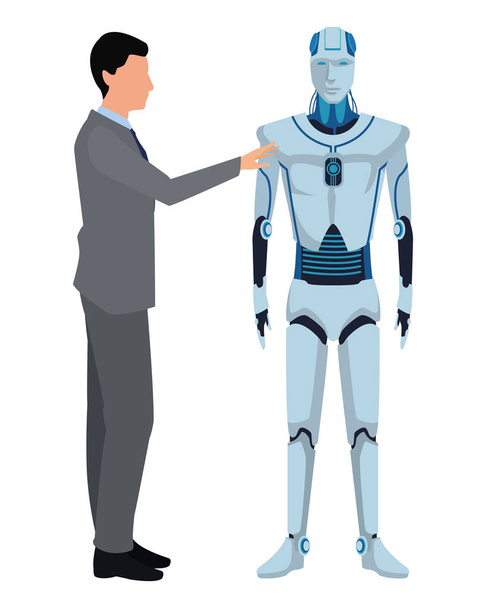 robot humanoïde et homme d'affaires
 - Vecteur, image