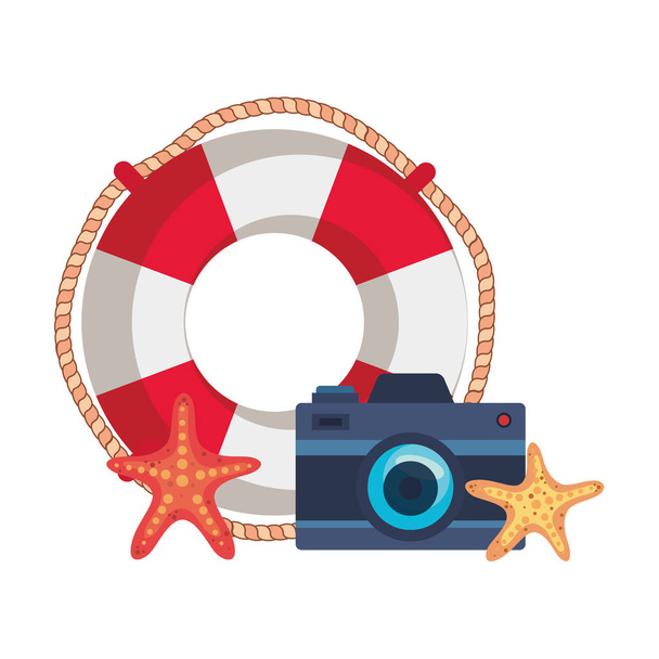 морской флот с фотоаппаратом и морской звездой
 - Вектор,изображение