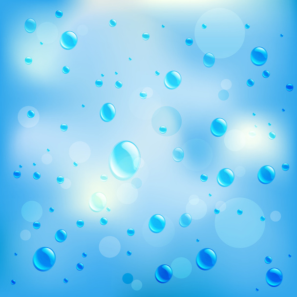 Blue Water Drops - Wektor, obraz