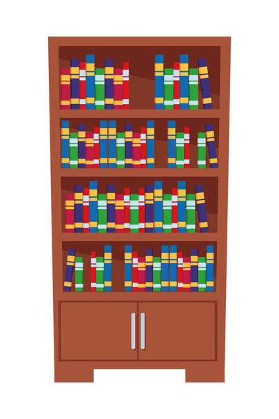 bookshelf full of books icon cartoon - Vector, Image