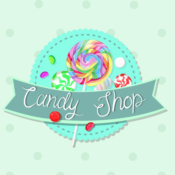 Candy shop emblem. Multicolor emblem. Vector graphics. - Vektor, Bild