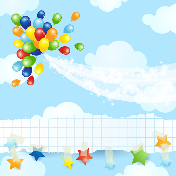 Balões fundo com banner
 - Vetor, Imagem