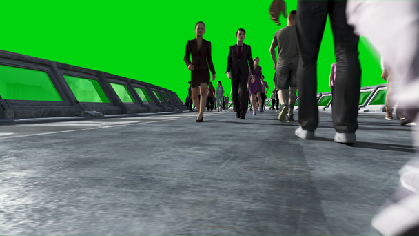 サイエンス・フィ・トンネルの3D人。トラフィック。未来の概念。緑色の画面のフッテージ。リアルな4Kアニメーション. - 映像、動画