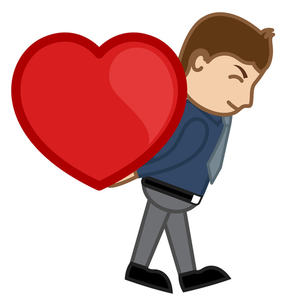 Sollevamento cuore cartone animato personaggio uomo
 - Vettoriali, immagini