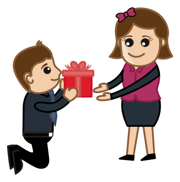 παρουσιάζοντας ένα κουτί δώρου σε διάνυσμα κορίτσι - Διάνυσμα, εικόνα