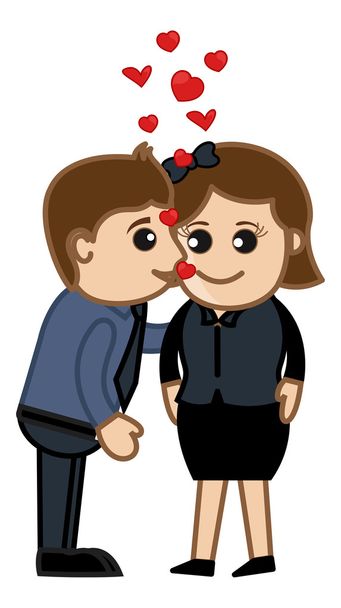 küsst eine Dame im Büro - Vektor, Bild