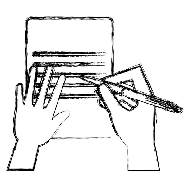 escrita à mão com lápis no documento
 - Vetor, Imagem