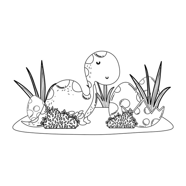 apatosauro carino con uova
 - Vettoriali, immagini