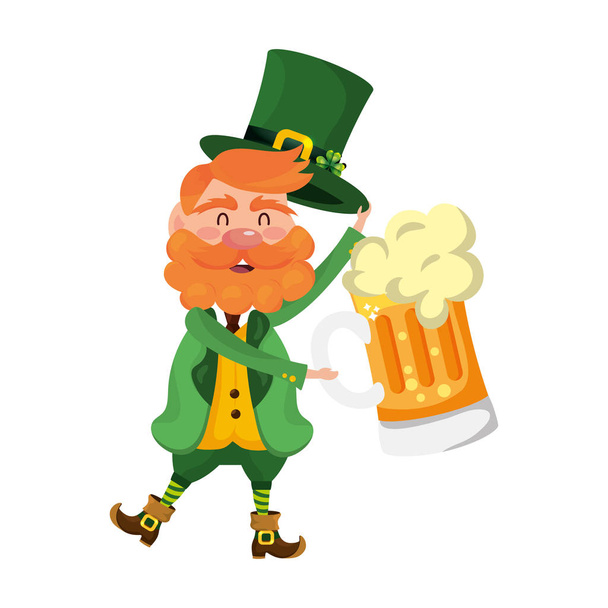 dwarf man holding beer glass - Vector, Image