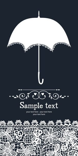 Umbrella and vintage lace card - Vetor, Imagem