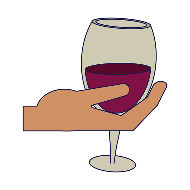 рука, держащая винную чашку
 - Вектор,изображение