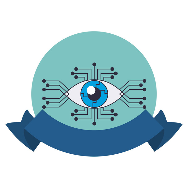 Bionic olho tecnologia redonda emblema
 - Vetor, Imagem