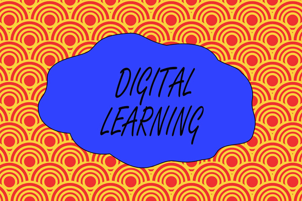 Handwriting text writing Digital Learning. Concept meaning accompanied by technology or by instructional practice Abstract seamless repeat design half circles peeping out from each other. - Photo, Image