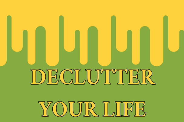 Szóírás sms Declutter Your Life. Üzleti koncepció Külső dolgok vagy információk kiküszöbölésére az életben Festék csöpögő háttér Stílusos akril folyékony rétegű festés koncepció. - Fotó, kép