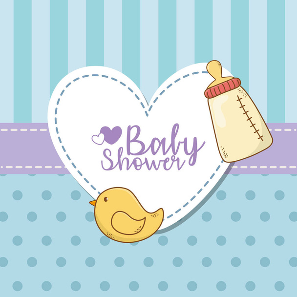 Bebek duş kartı süt şişesi ile - Vektör, Görsel
