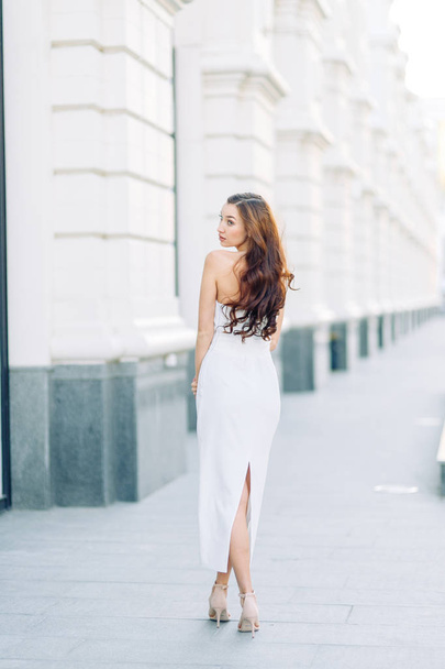  Summer look and white dress. Portraits of an elegant girl with luxury apartments. - Fotografie, Obrázek