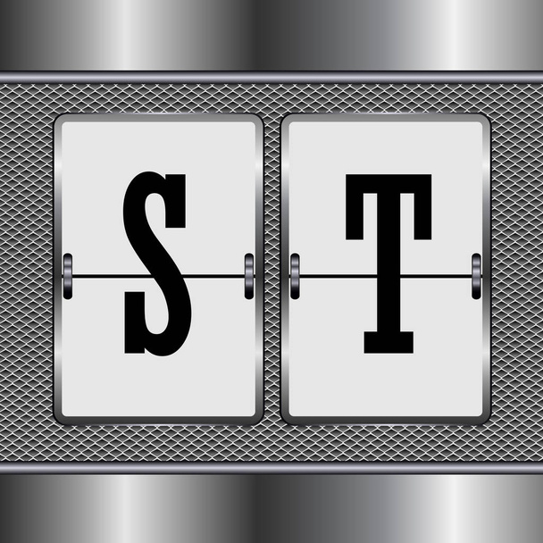 Kovová abeceda mechanické S-T, vektorová ilustrace - Vektor, obrázek