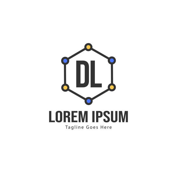 Modern çerçeveile ilk Dl logo şablonu. Minimalist Dl harf logo vektör illüstrasyon - Vektör, Görsel