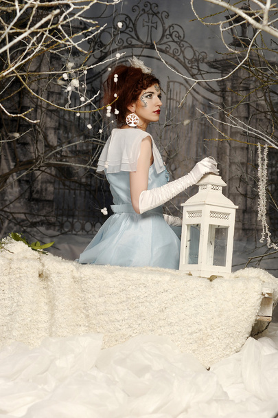 Portrait of a woman in the role of the Snow Queen - Photo, Image