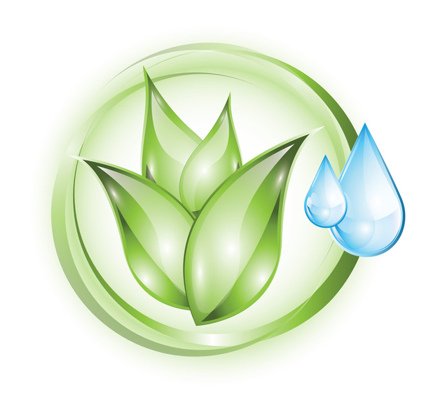 Plant icon with drops - Vektor, Bild