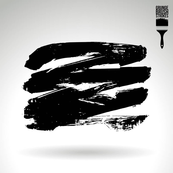 Abstract black grunge brush strokes, vector background - Vector, Image