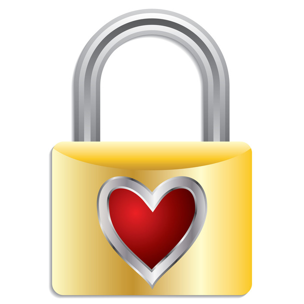 Padlock with heart - Vector, Image