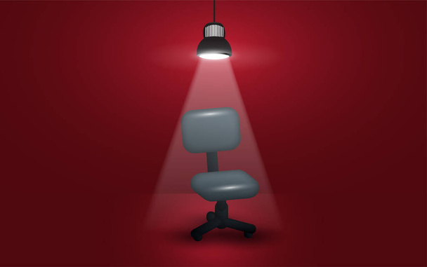 прожектор со стулом в красной комнате
 - Вектор,изображение