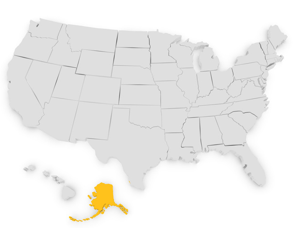 3D-Darstellung der Vereinigten Staaten mit der Hervorhebung von alaska - Foto, Bild