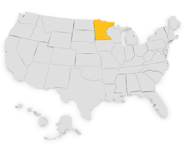 3D-Darstellung der Vereinigten Staaten mit Hervorhebung von Minnesota - Foto, Bild