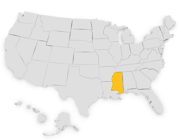 3D візуалізації Сполучених Штатів підсвічування Міссісіпі - Фото, зображення